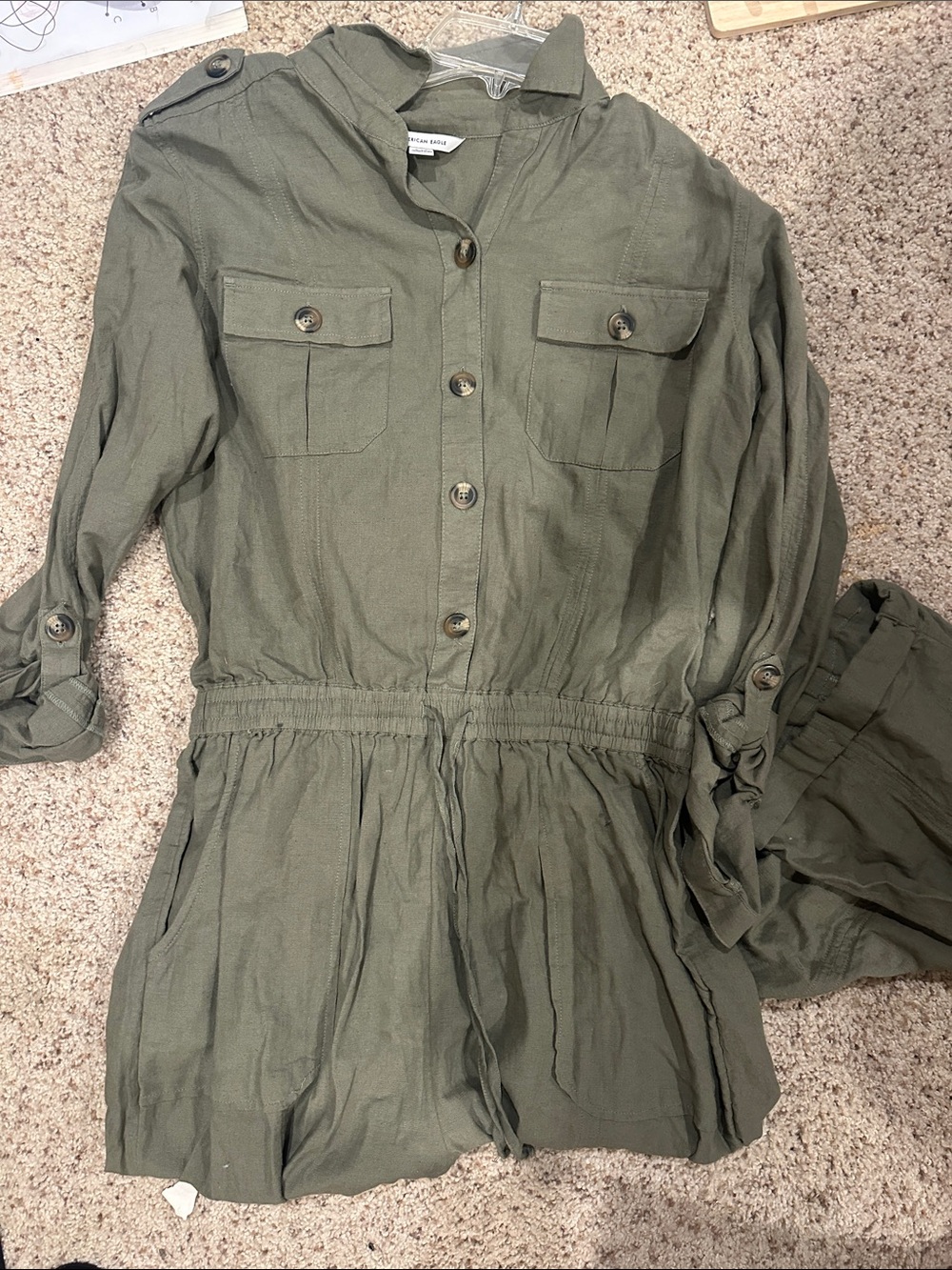 American Eagle Outfitters Olive Green Utility Romper
